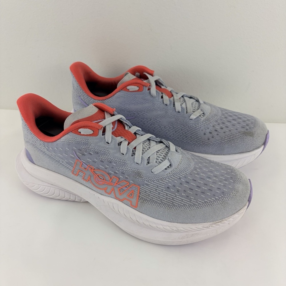 Hoka Mach 6 Gray Pink Purple Running Shoes Women's Size 7.5 B Athletic